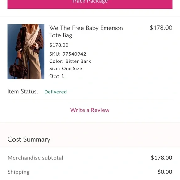 FREE PEOPLE BABY EMERSON TOTE BITTER BARK WE THE FREE Bag Brown - Picture 8 of 8